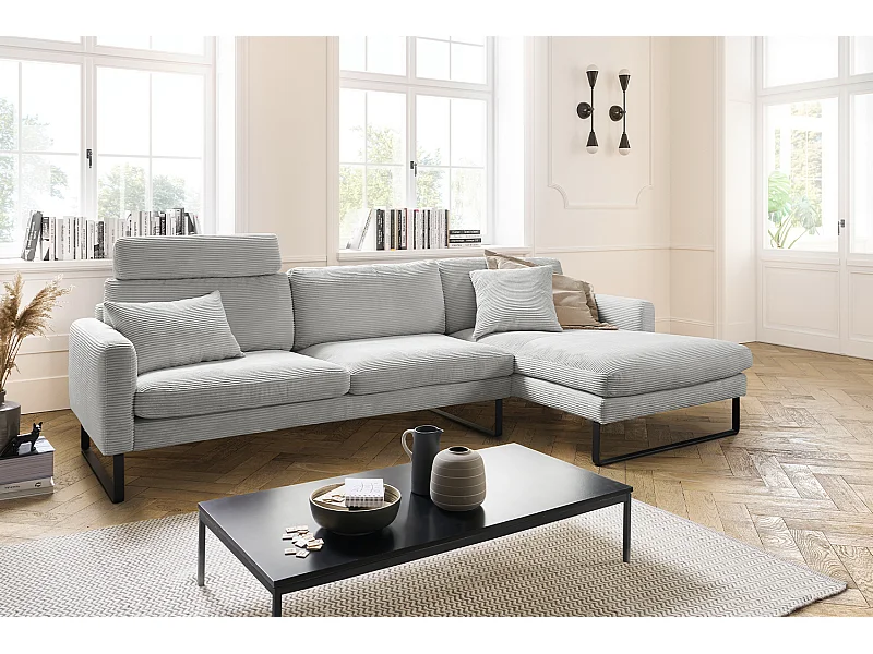 Divano - grigio chiaro Velluto a coste - RICARDA