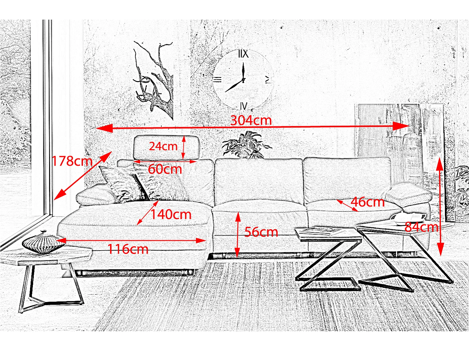 Hoekbank - Oranje Leer - LOLA