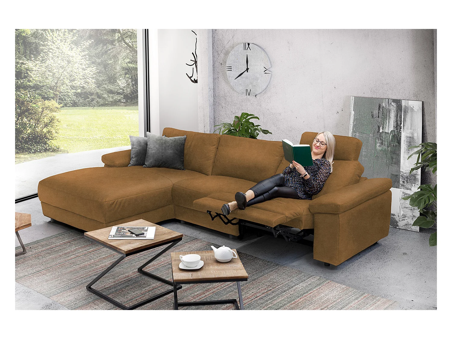 Hoekbank - Oranje Leer - LOLA