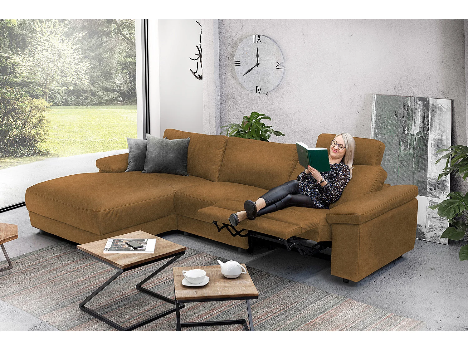 Hoekbank - Oranje Leer - LOLA