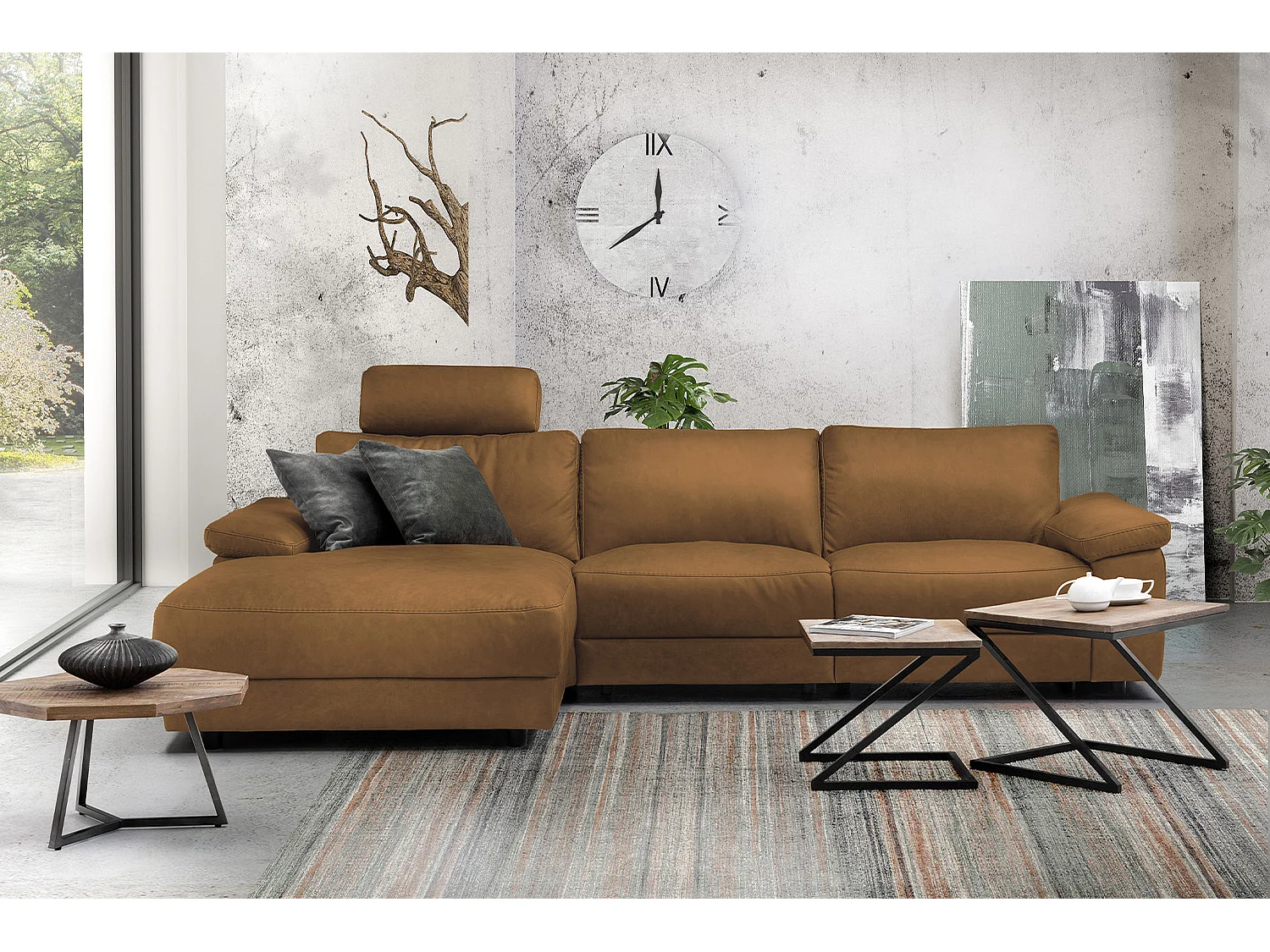 Ecksofa - Orange Leder - LOLA