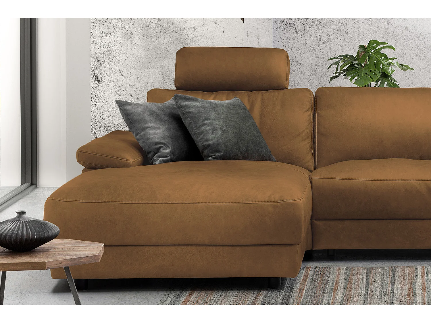 Ecksofa - Orange Leder - LOLA
