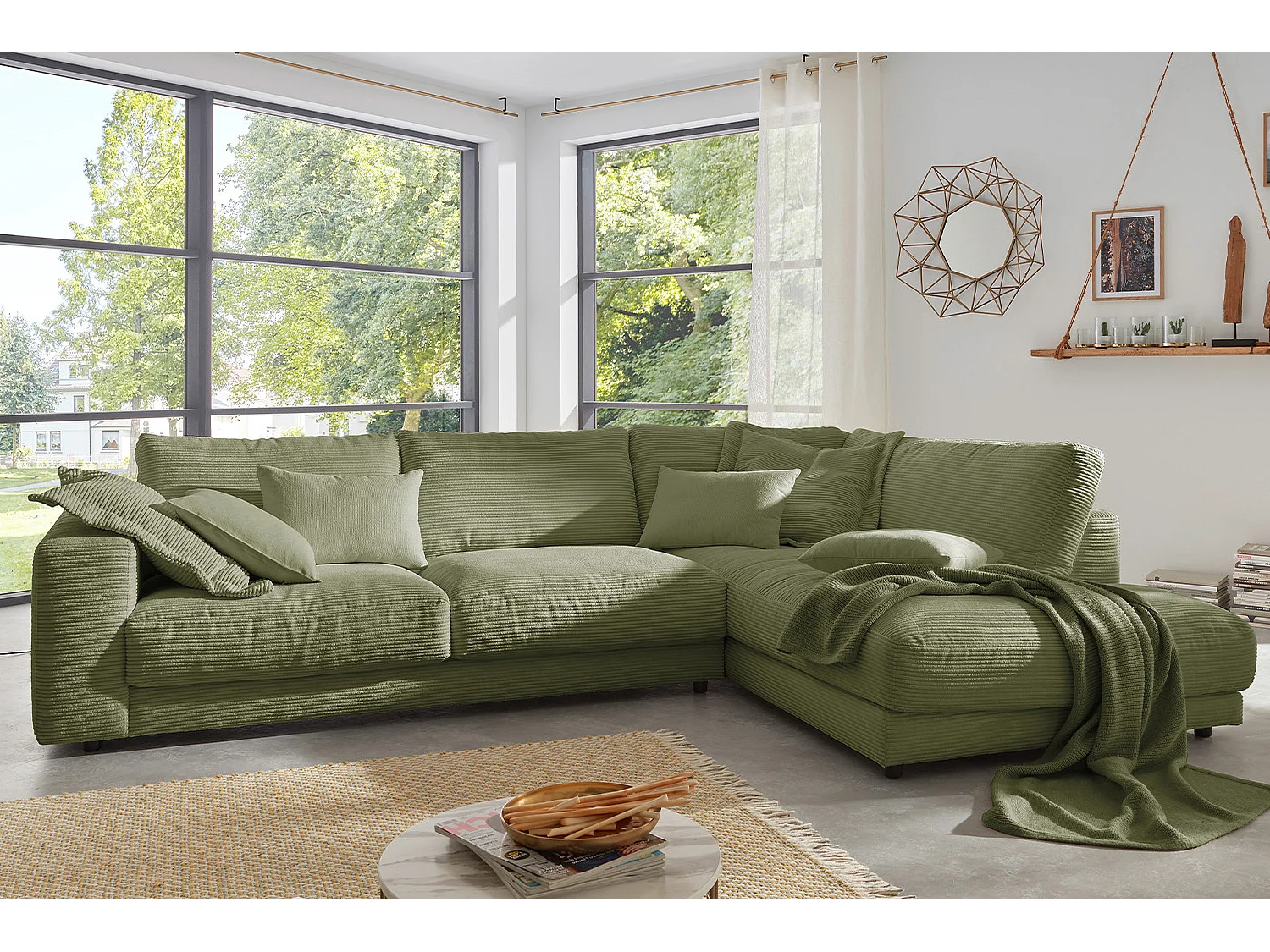 Ecksofa - Grün Cord - MADELINE