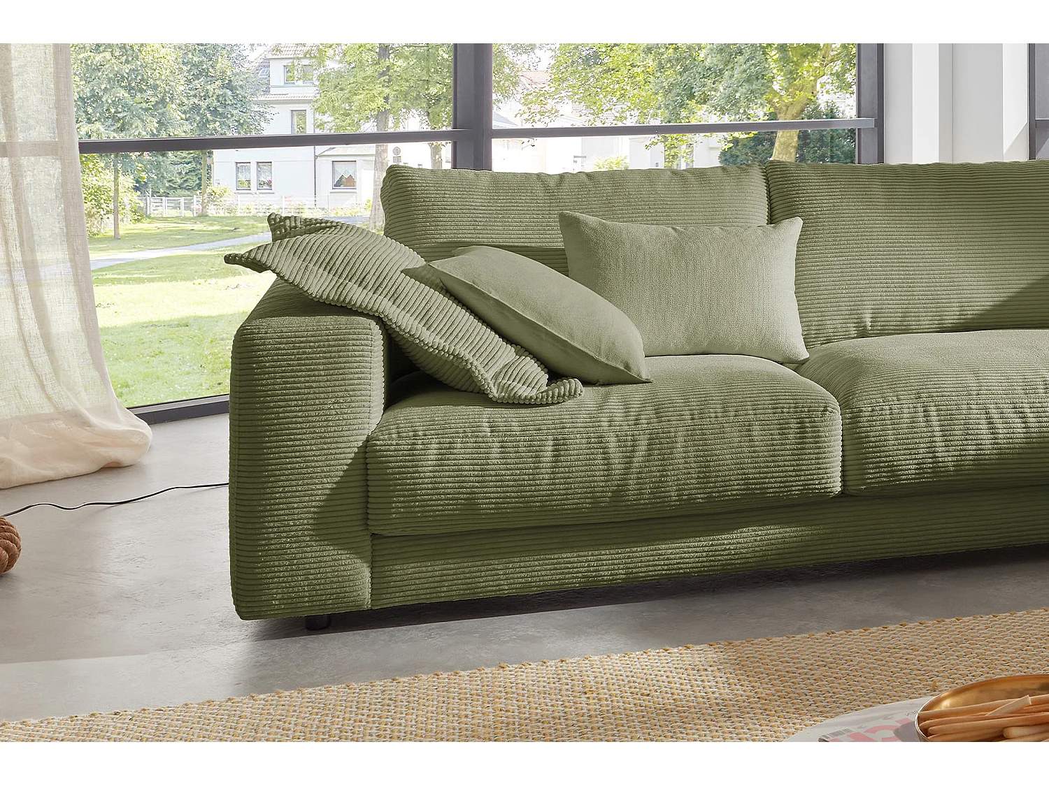 Ecksofa - Grün Cord - MADELINE