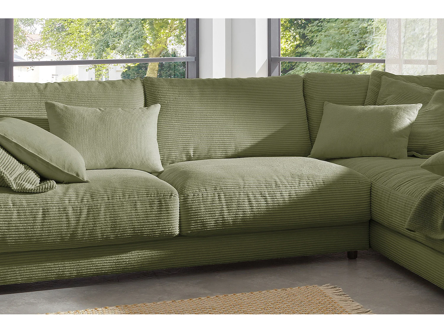Ecksofa - Grün Cord - MADELINE