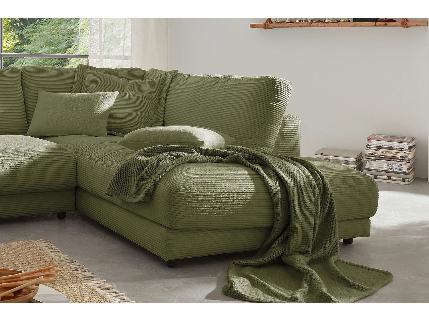 Ecksofa - Grün Cord - MADELINE