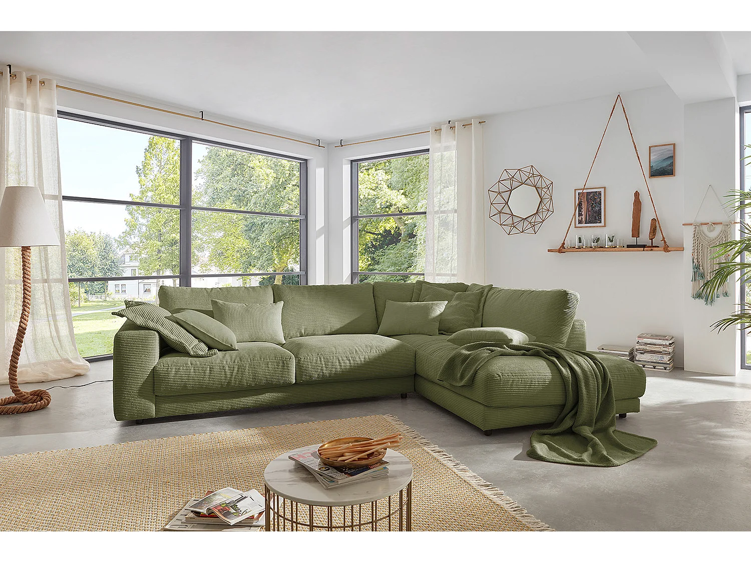 Ecksofa - Grün Cord - MADELINE