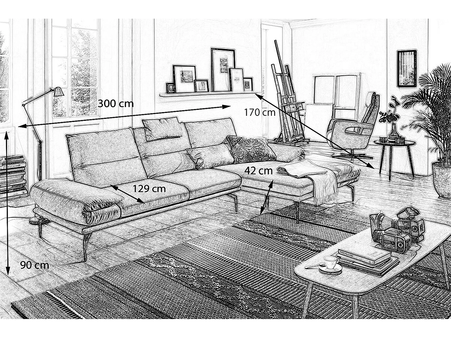 Ecksofa - Rot Webstoff - KIMI