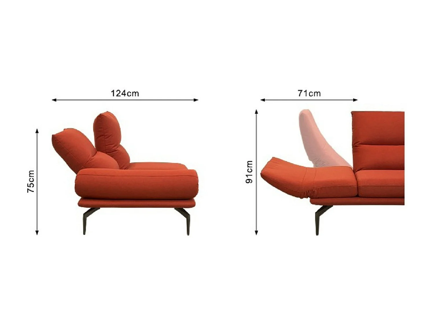 Divano angolare - Rosso tessuto intrecciato - KIMI