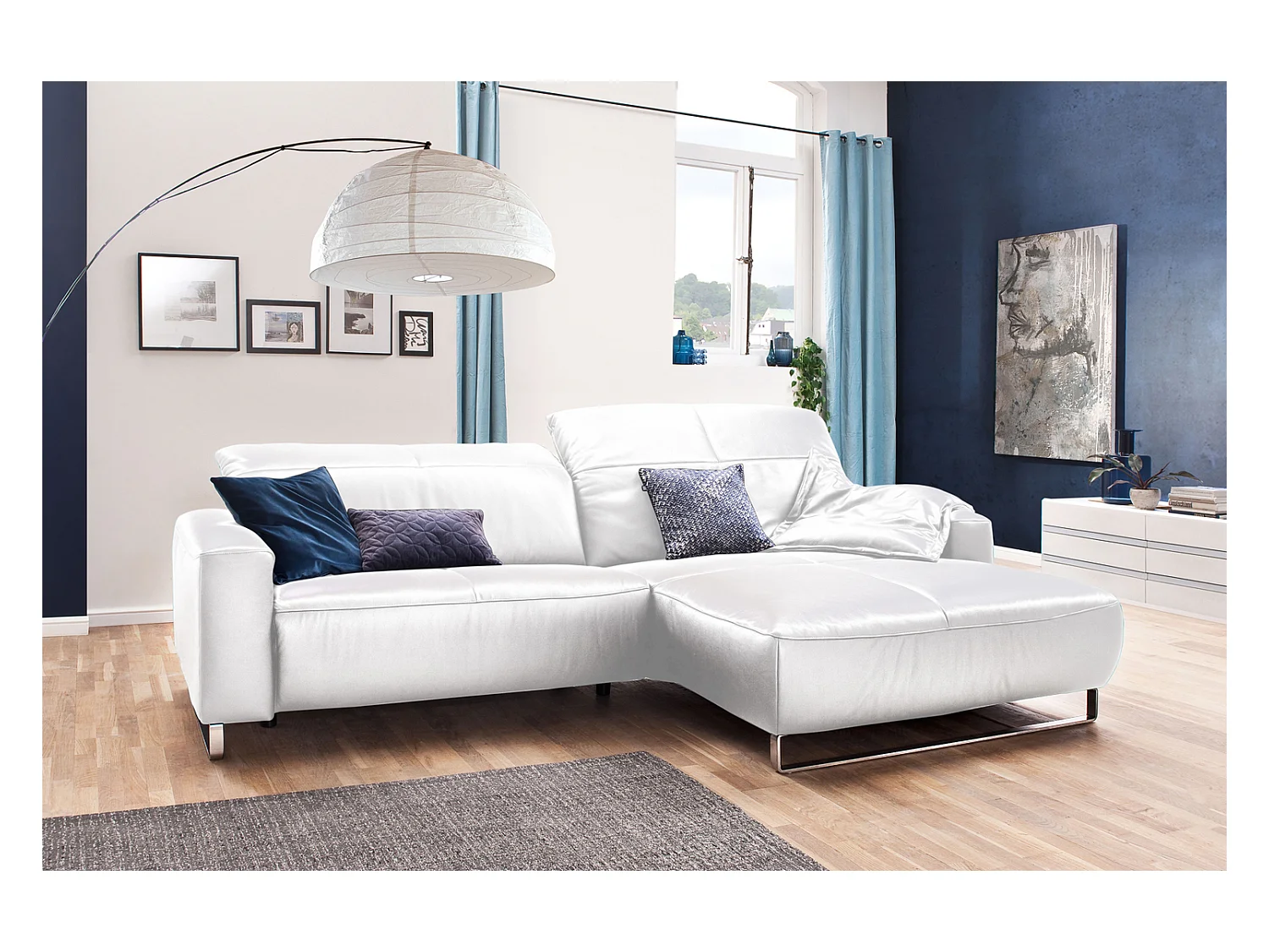 Ecksofa - Weiß Leder - YORK