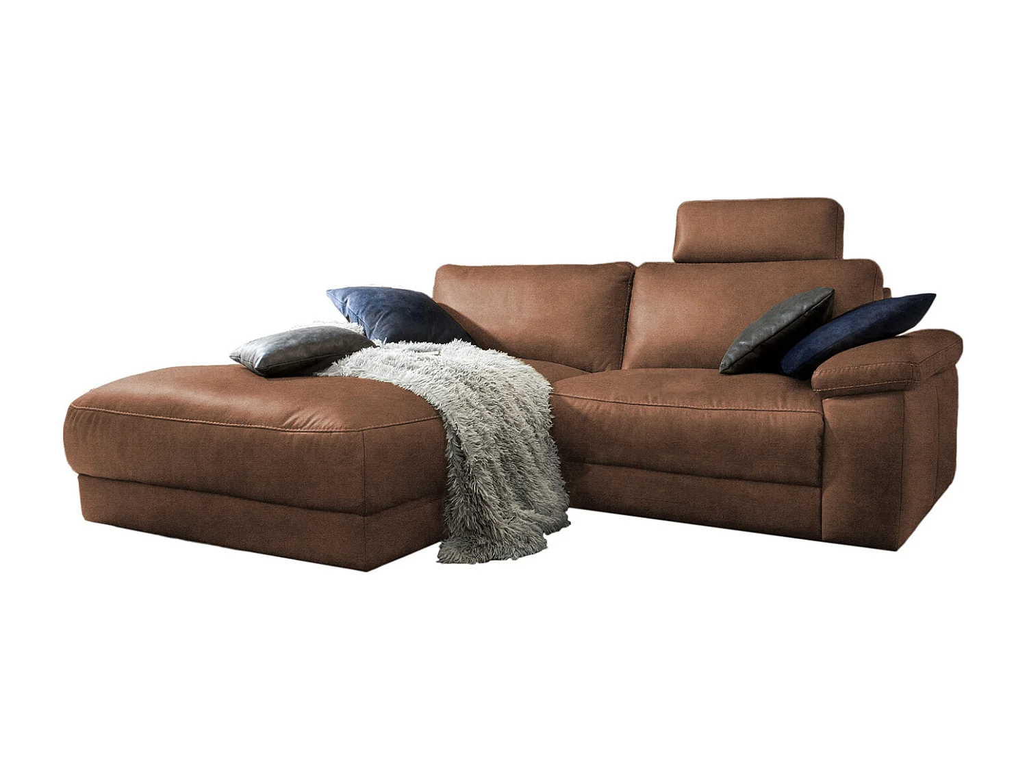 Ecksofa - Braun Leder - LOLA