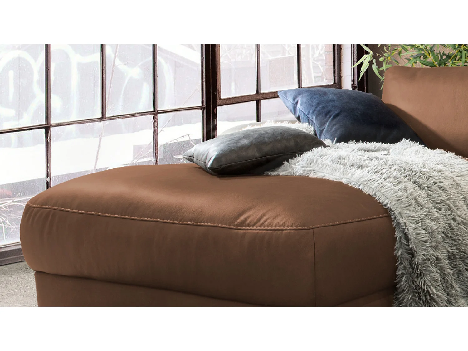 Ecksofa - Braun Leder - LOLA