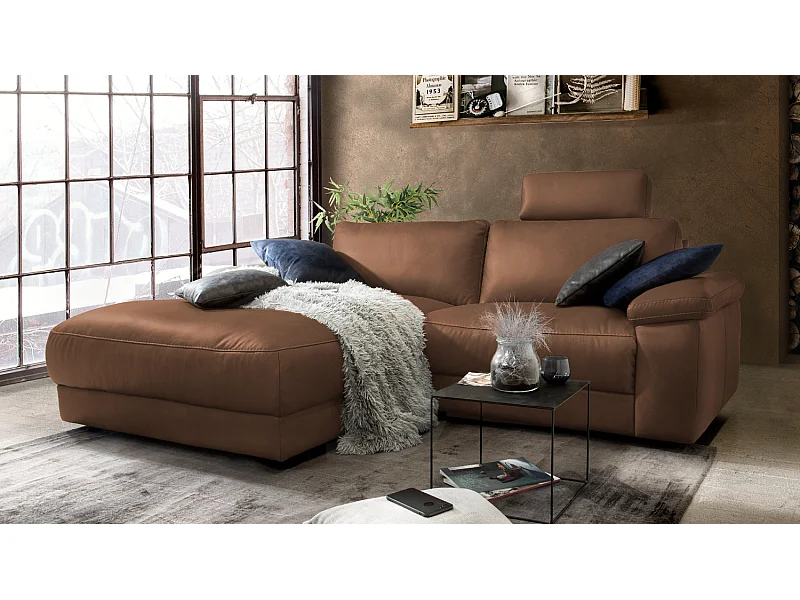Ecksofa - Braun Leder - LOLA