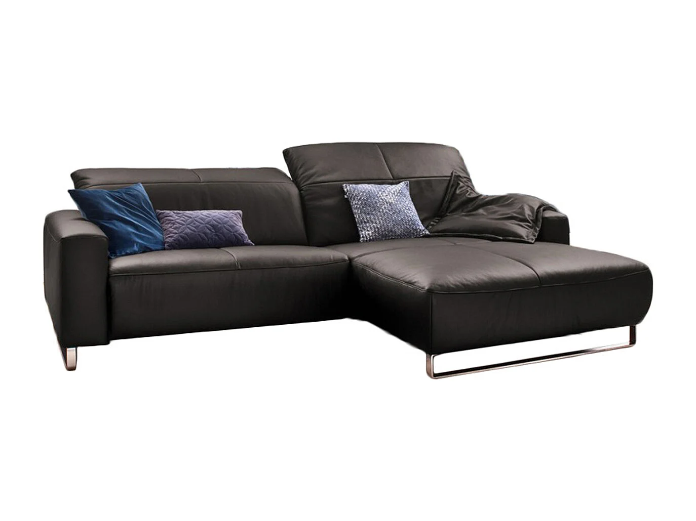 Ecksofa - Grau Leder - YORK