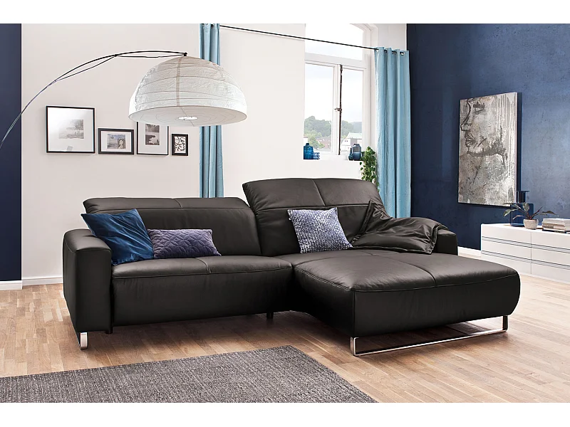 Ecksofa - Grau Leder - YORK