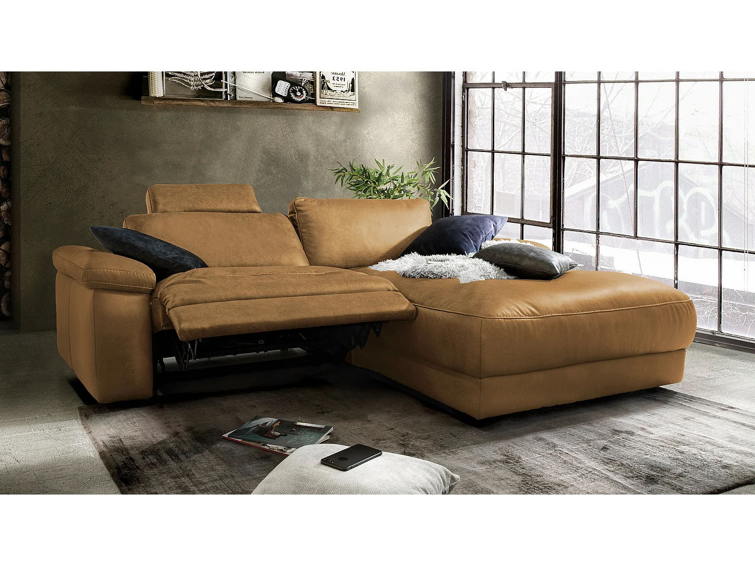 Hoekbank - Roodbruin Leer - LOLA