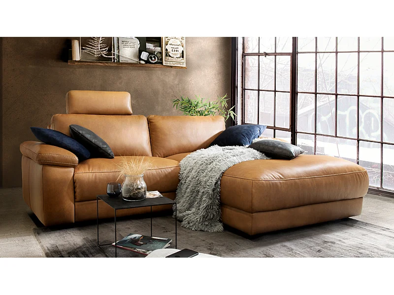 Ecksofa - Rotbraun Leder - LOLA