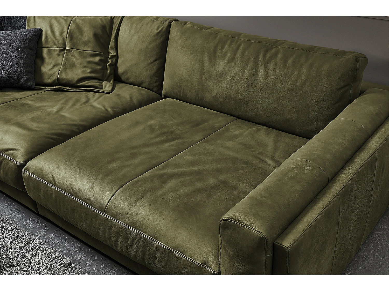 Sofá extra ancho - Verde piel - RAINA