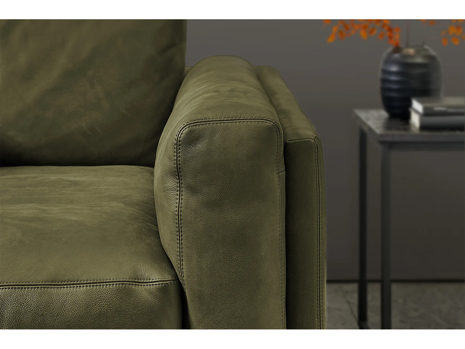 Sofá extra ancho - Verde piel - RAINA