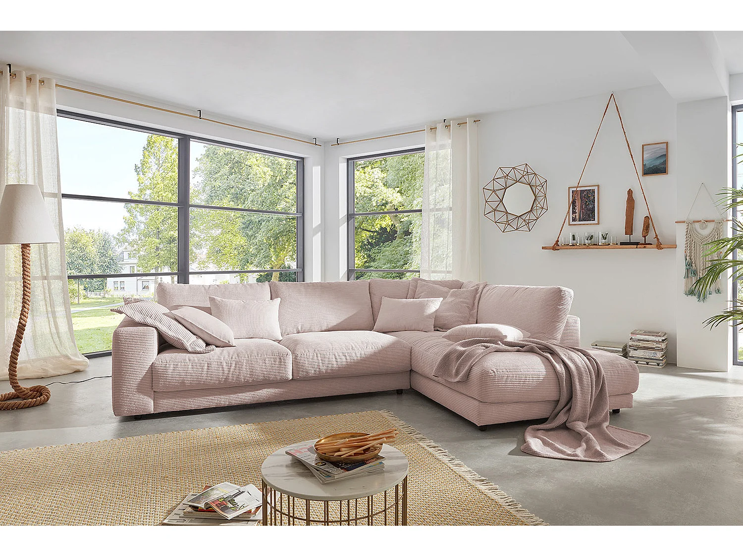 Ecksofa - Pink Cord - MADELINE