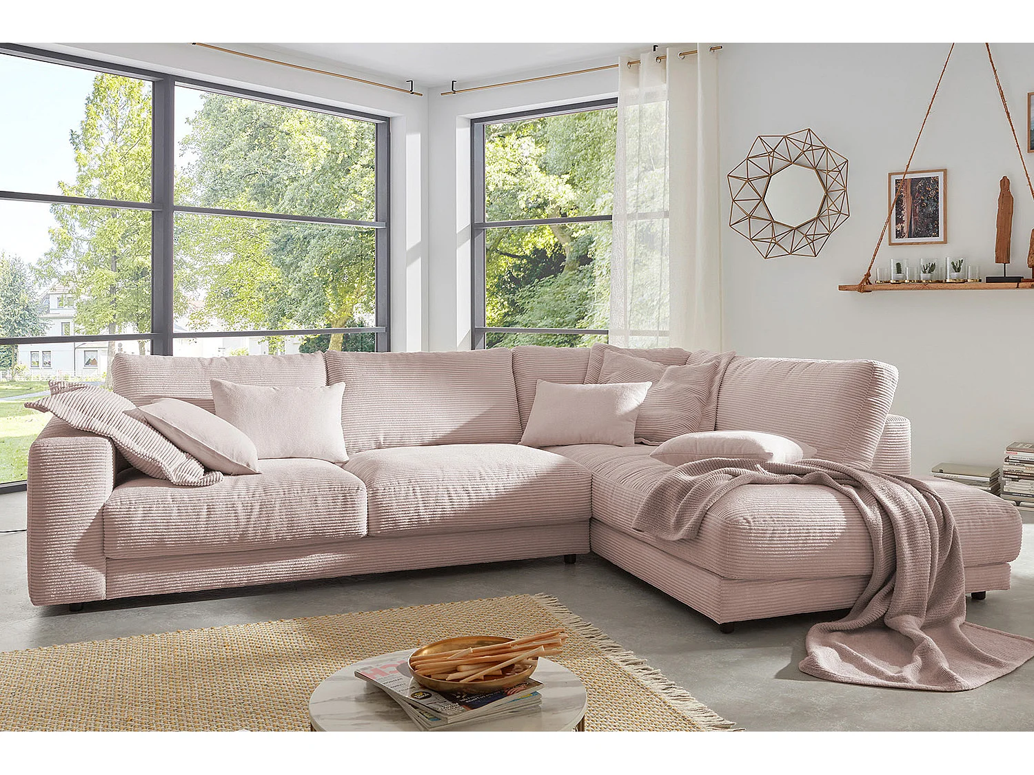 Ecksofa - Pink Cord - MADELINE