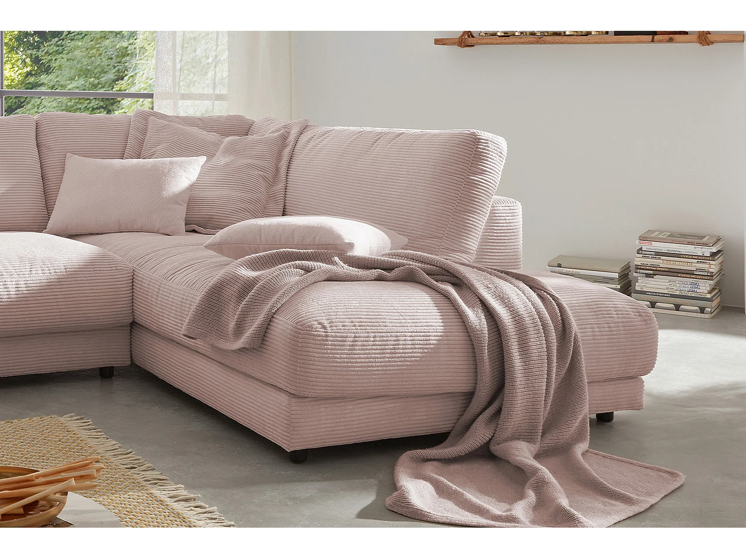 Ecksofa - Pink Cord - MADELINE