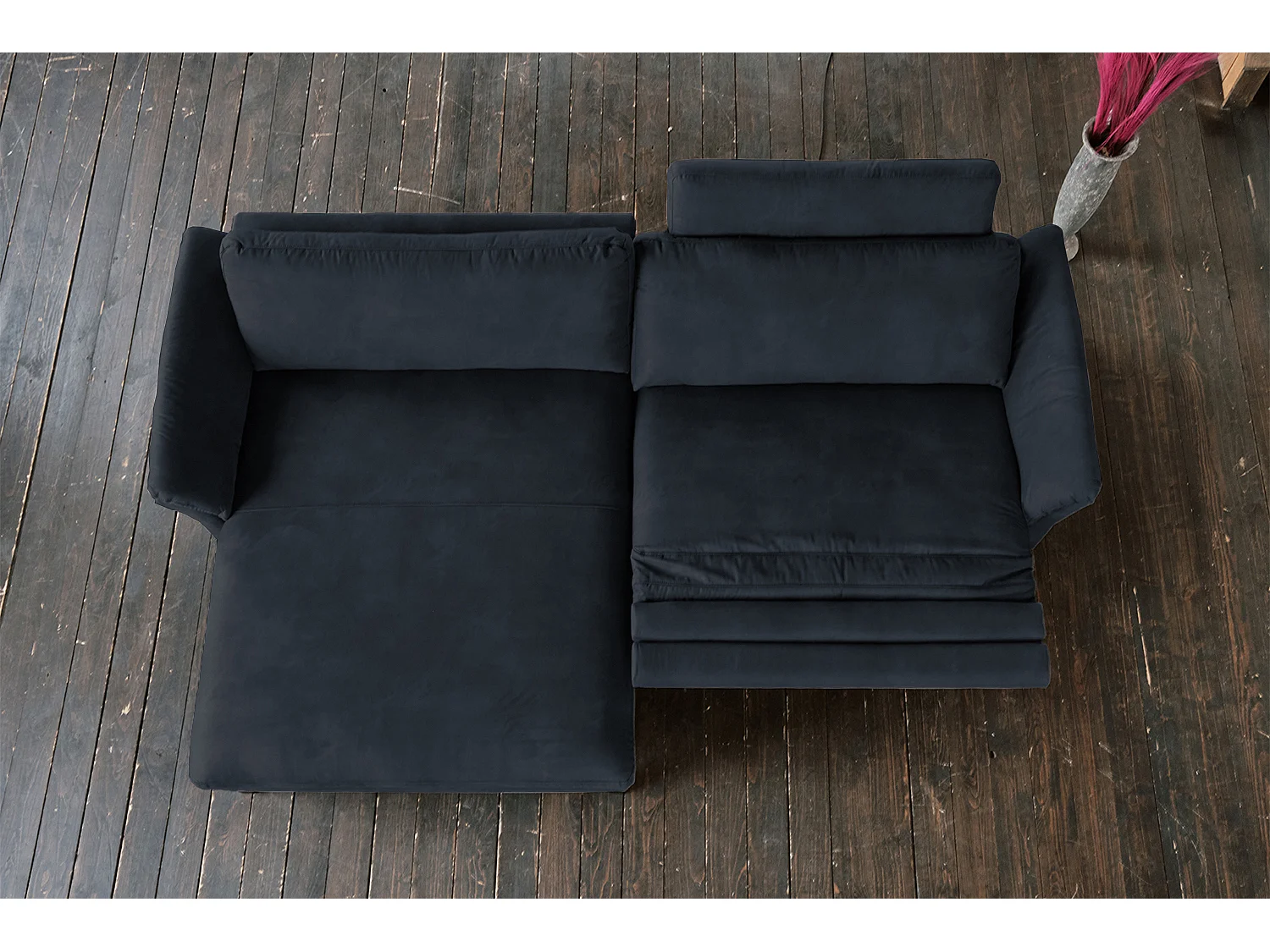Ecksofa - Schwarz Webstoff - MALTA