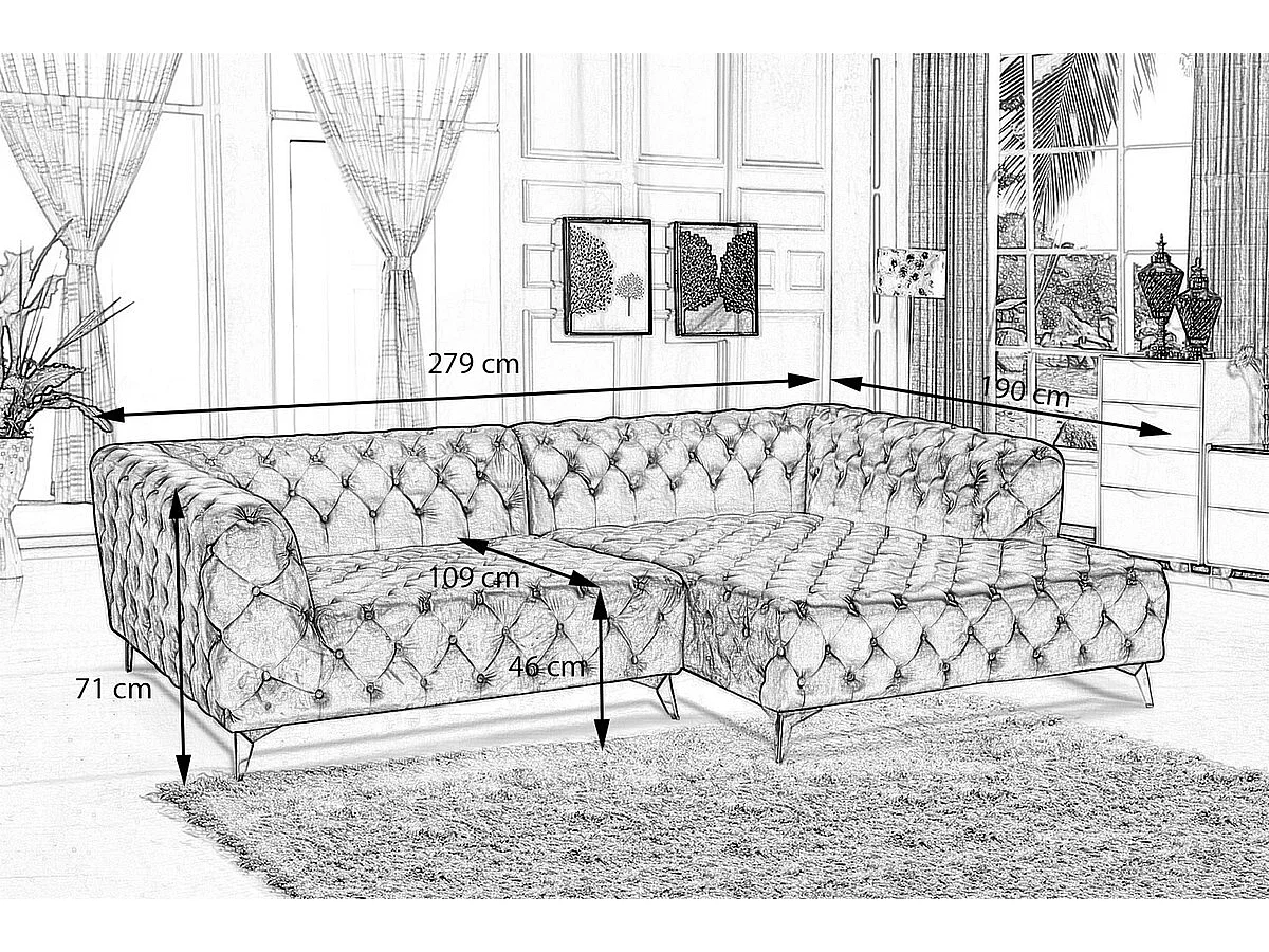 Canapé - Noir Velours - NARLA