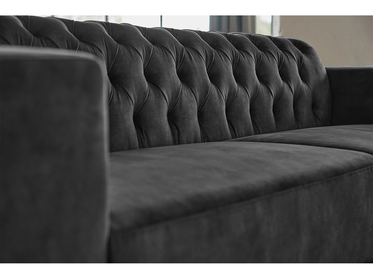 Sofá Chesterfield - Gris terciopelo - NILO