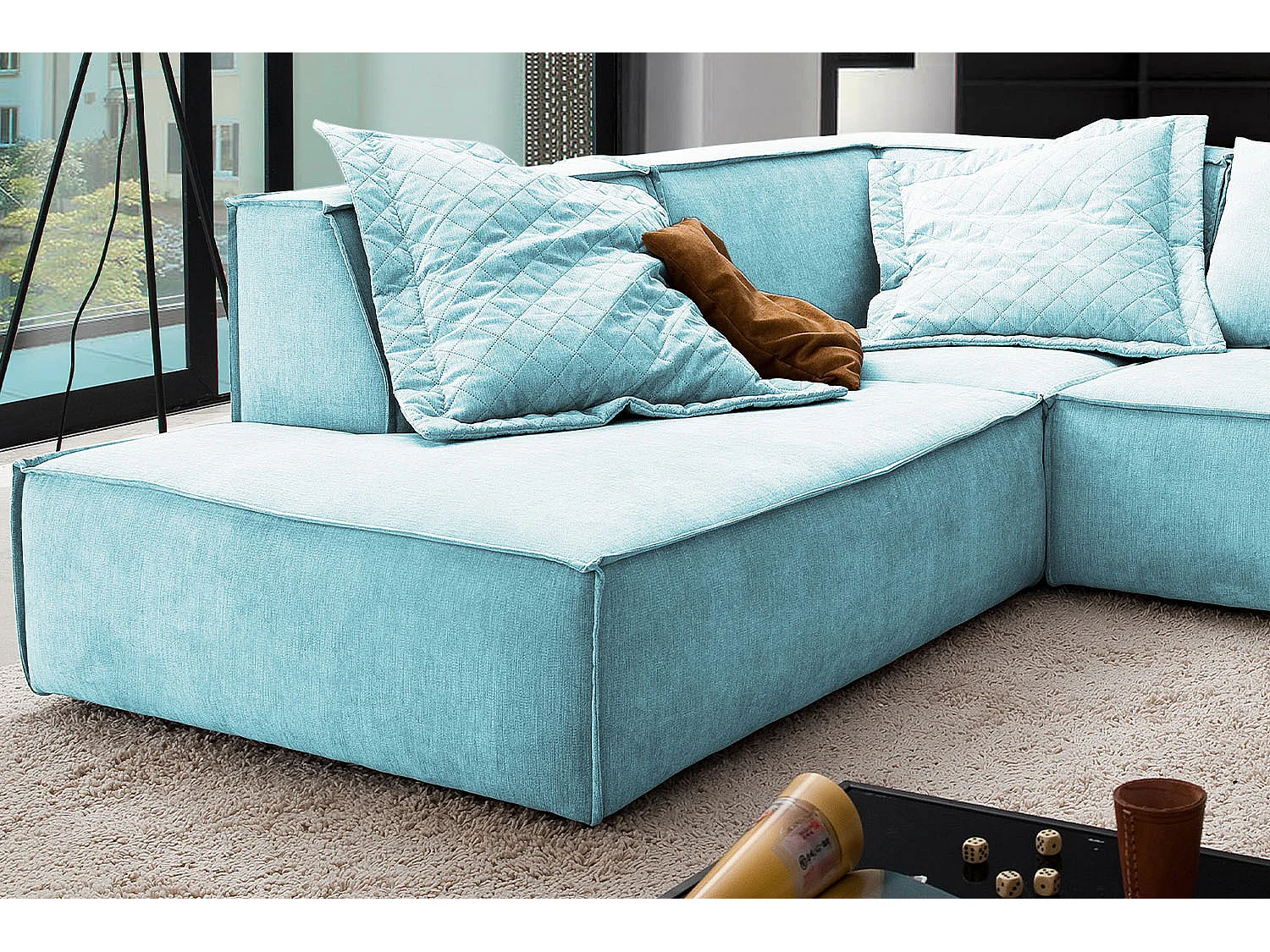 Sofá - azul claro tela tejida - SAMU