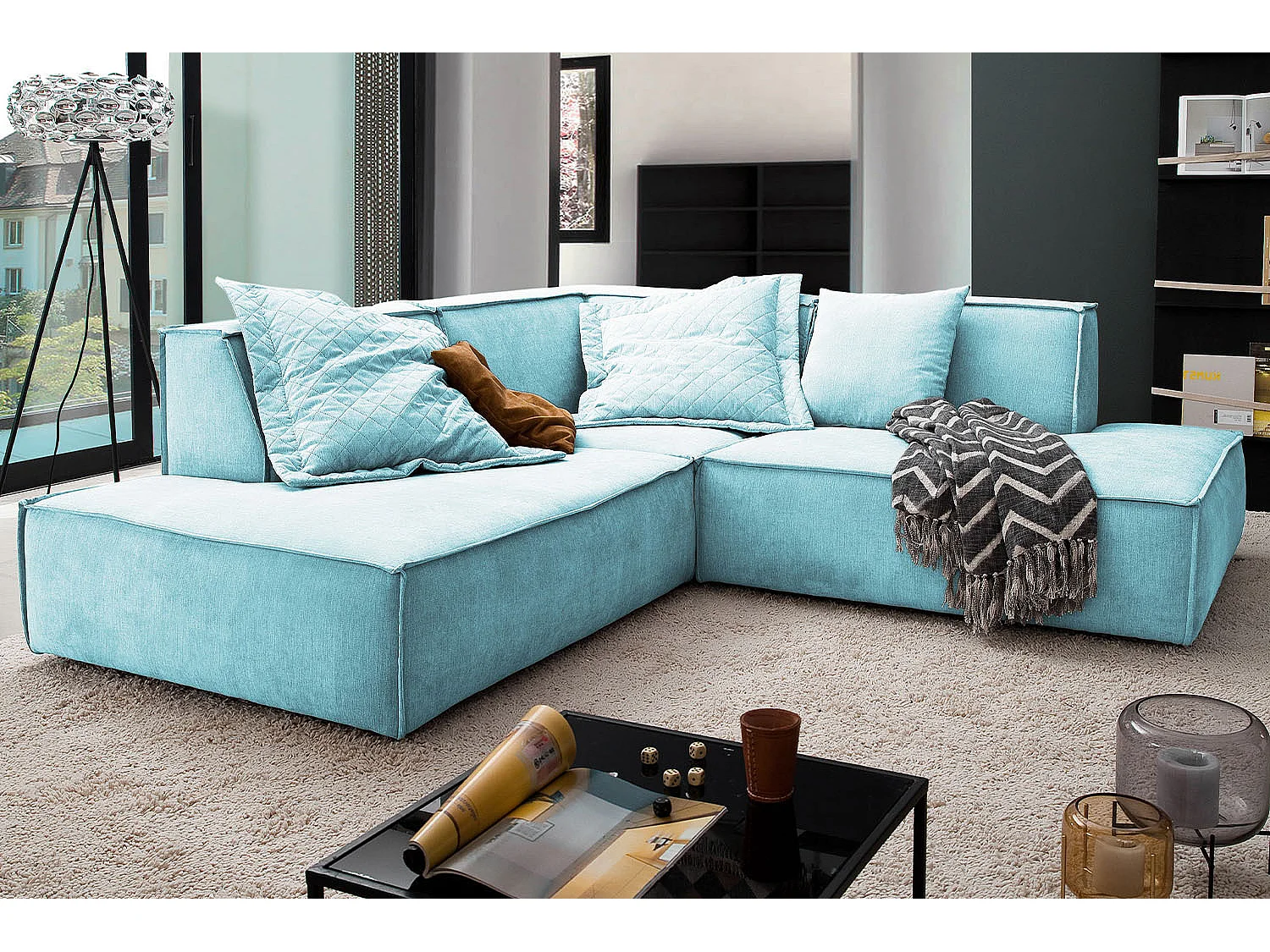 Hoekbank - Lichtblauw Geweven stof - SAMU