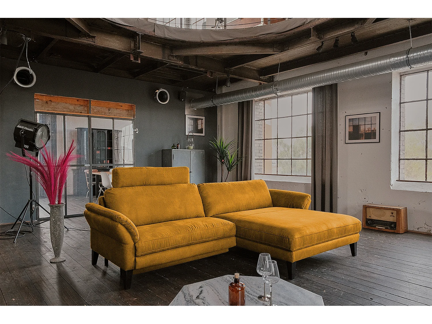 Ecksofa - Gold Webstoff - MALTA