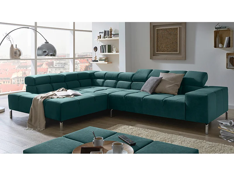 Ecksofa - Smaragdgrün Velvet - NELSON