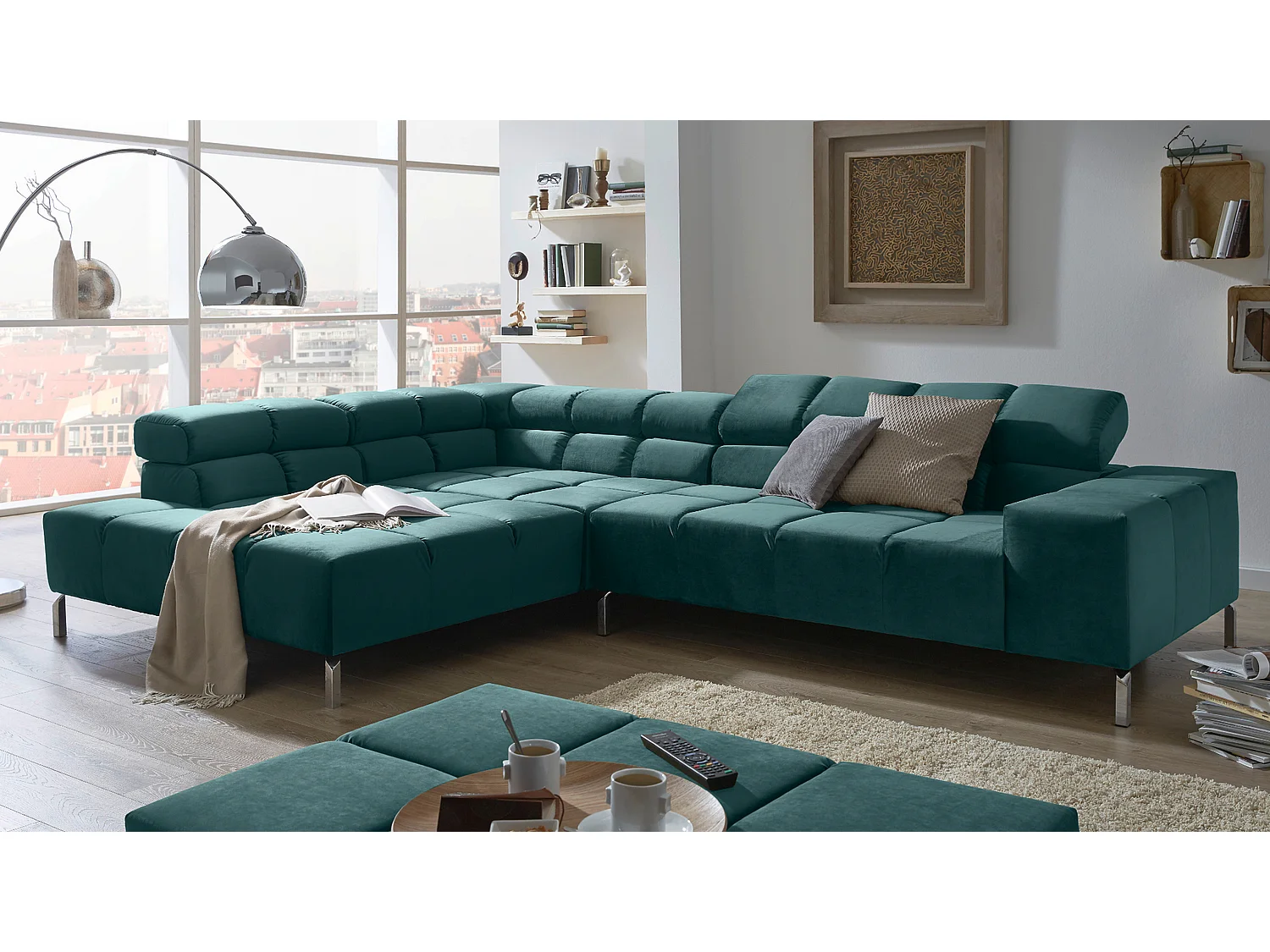 Ecksofa - Smaragdgrün Velvet - NELSON