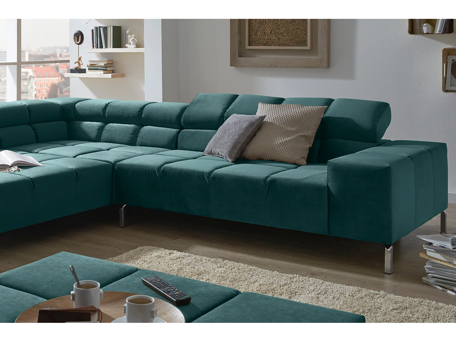 Ecksofa - Smaragdgrün Velvet - NELSON