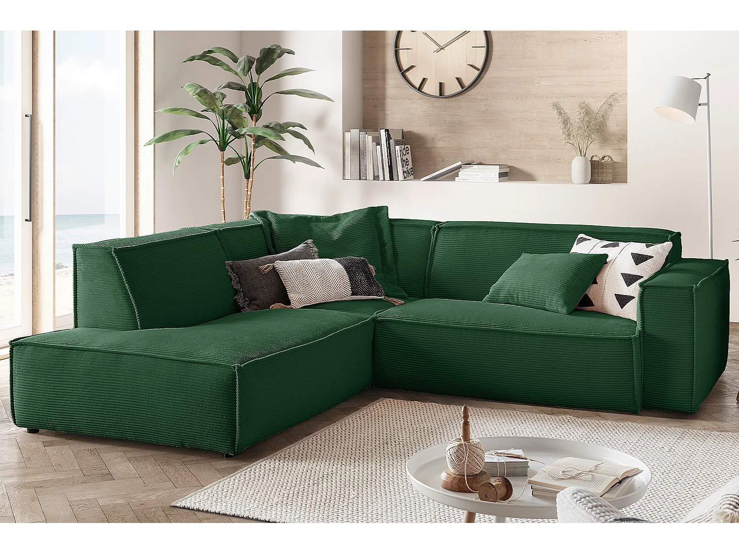 Ecksofa - Smaragdgrün Cord - SAMU
