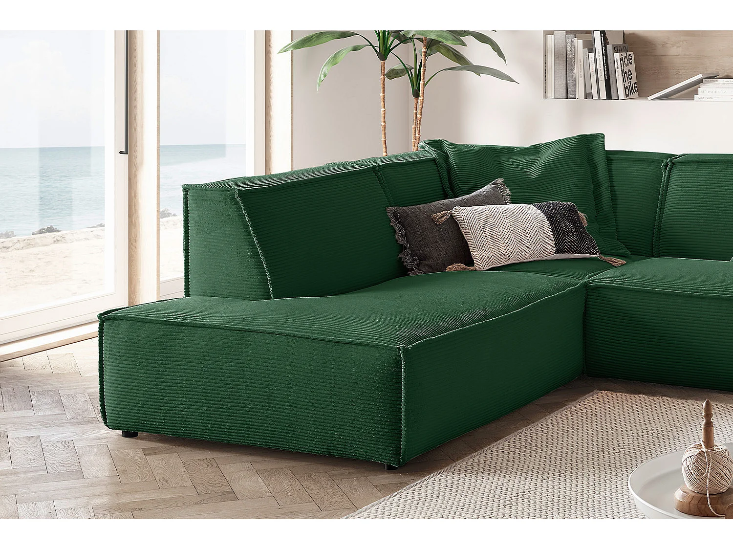 Ecksofa - Smaragdgrün Cord - SAMU