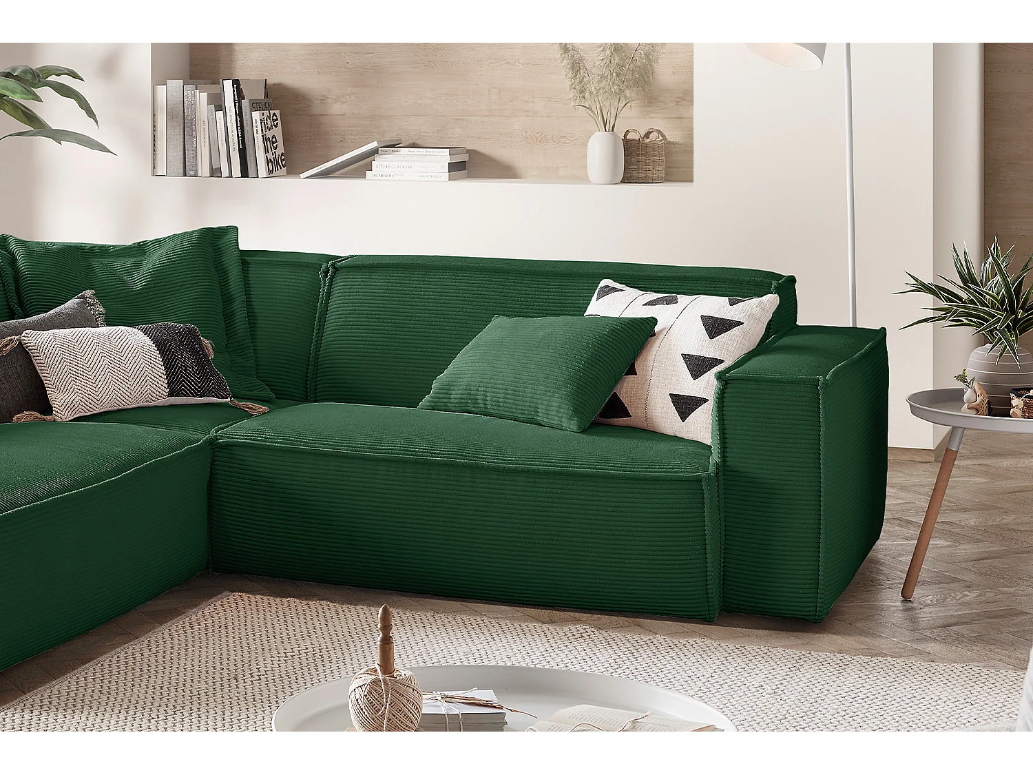 Ecksofa - Smaragdgrün Cord - SAMU