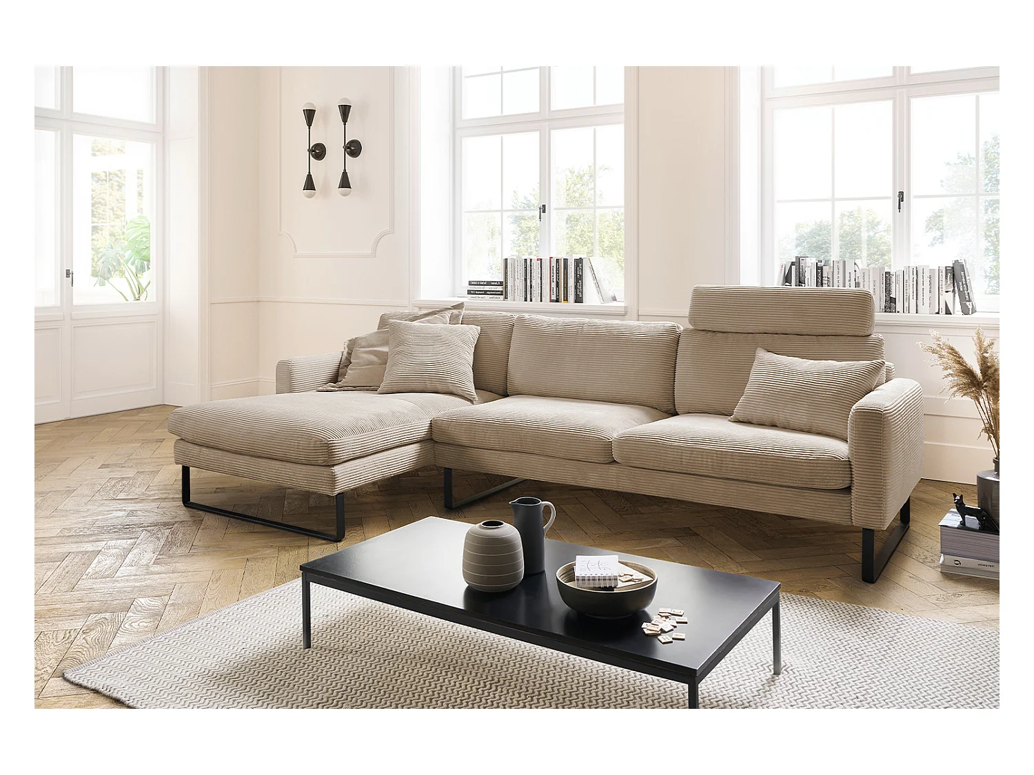 Ecksofa - Taupe Cord - RICARDA