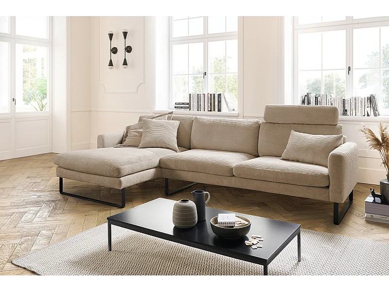 Ecksofa - Taupe Cord - RICARDA