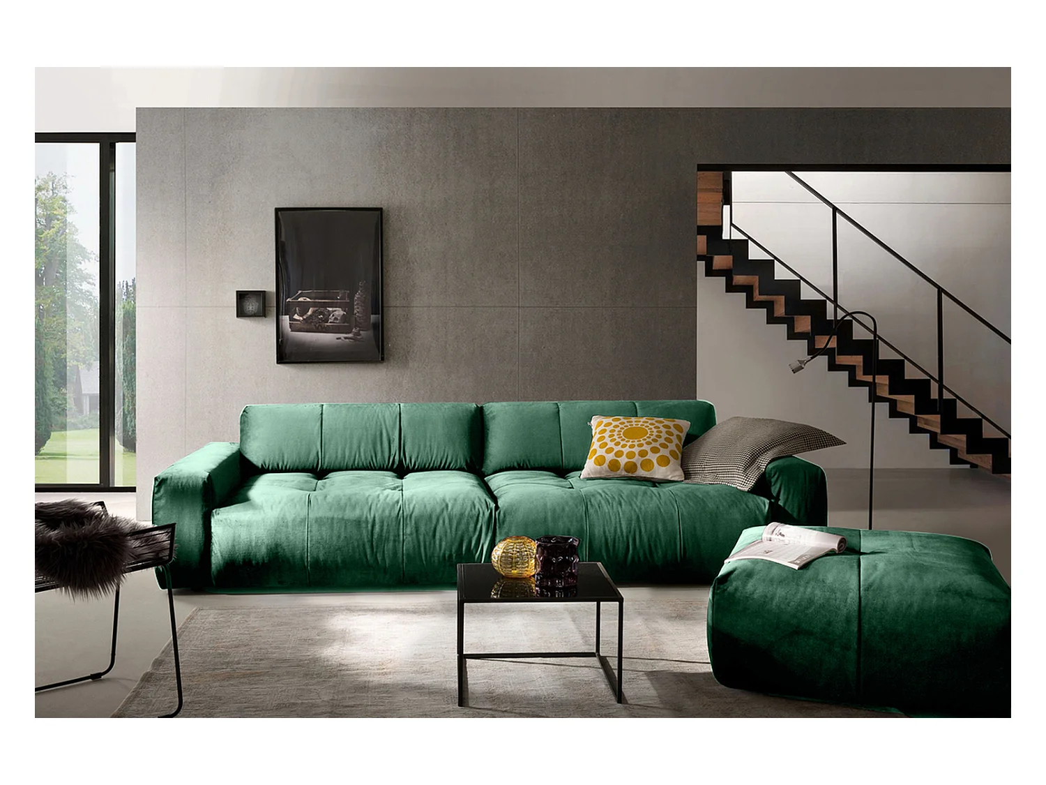 Canapé - vert émeraude tissu tissé - PALACE