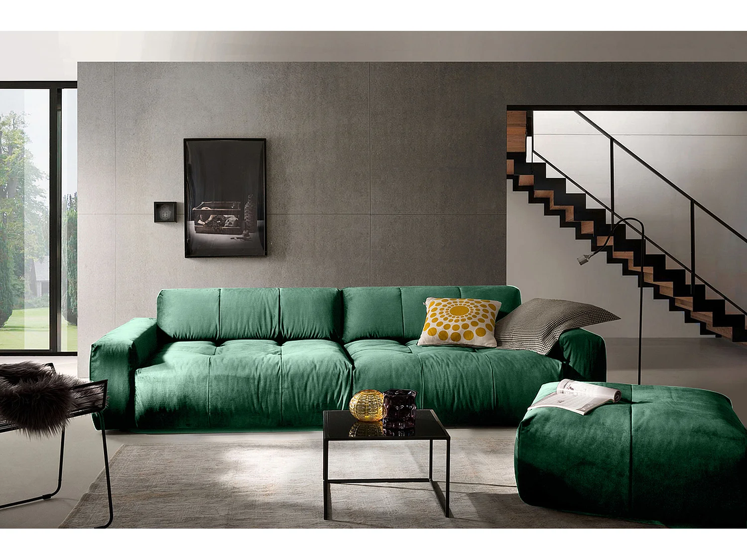 Sofa - Smaragdgrün Webstoff - PALACE