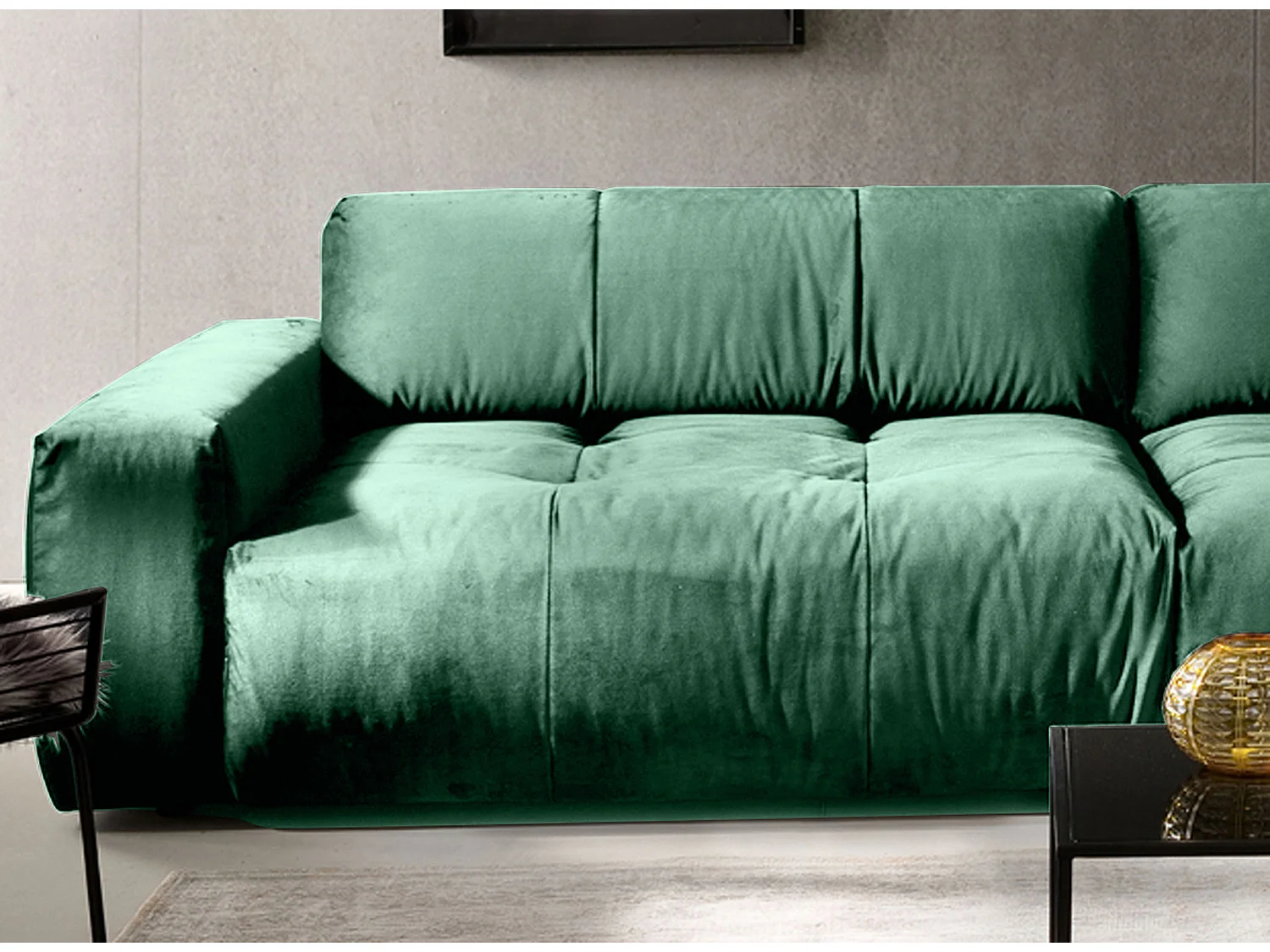 Sofa - Smaragdgrün Webstoff - PALACE