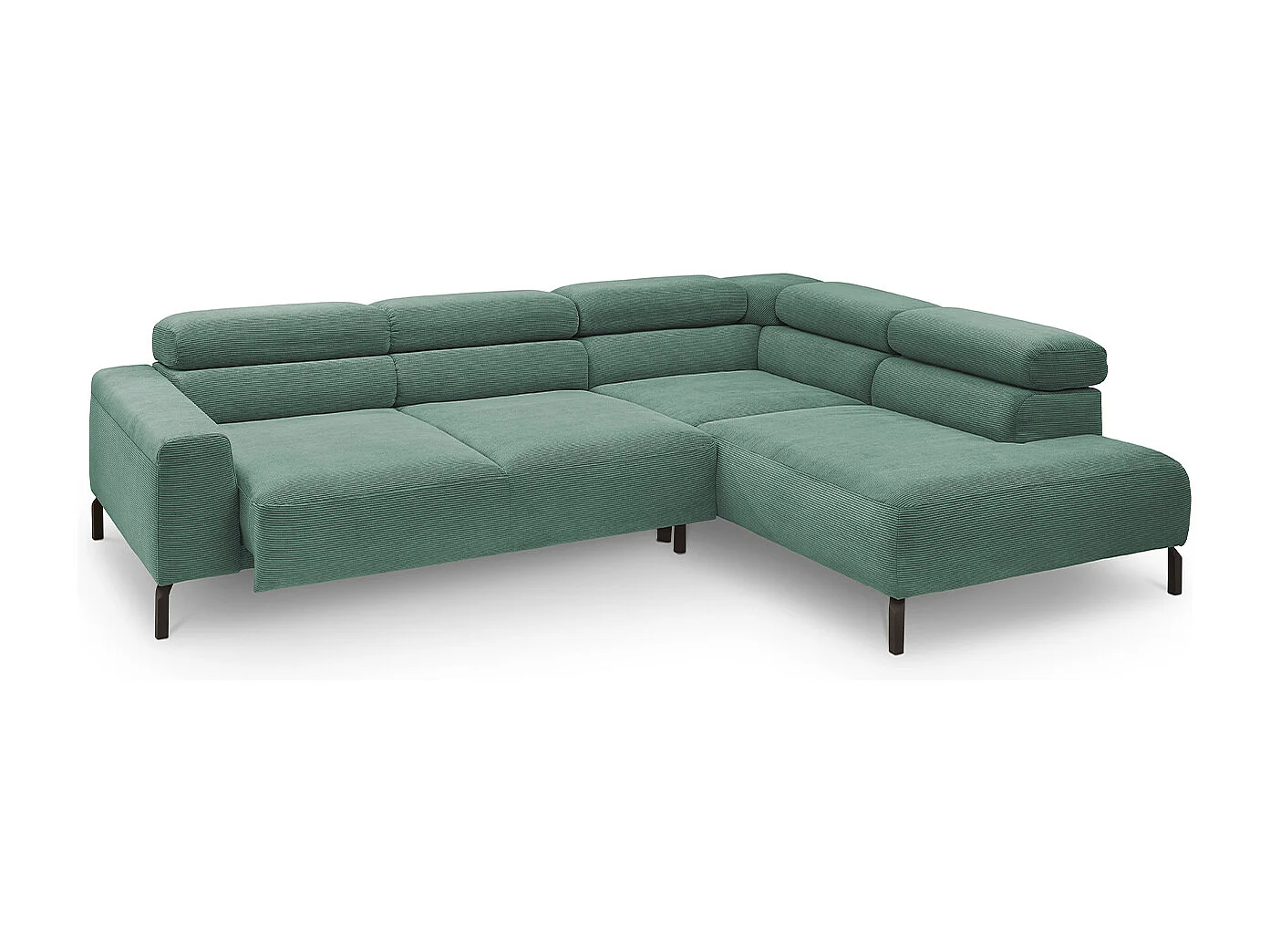 Ecksofa - Smaragdgrün Cord - DELIA