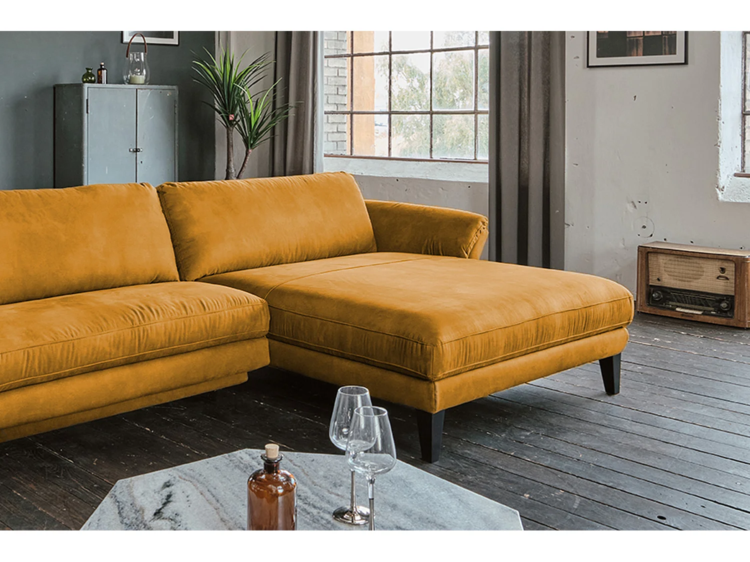 Ecksofa - Gold Webstoff - MALTA