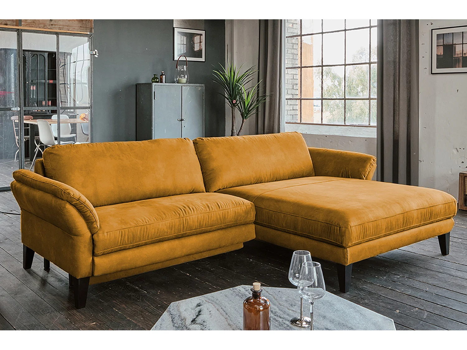 Ecksofa - Gold Webstoff - MALTA