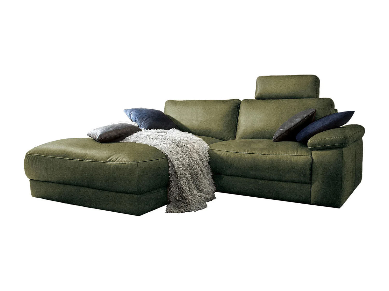Divano angolare - verde scuro pelle - LOLA