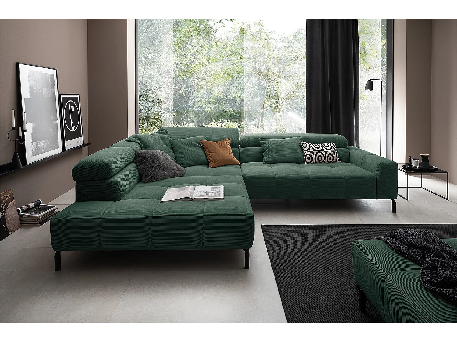 Ecksofa - Smaragdgrün Cord - OHIO