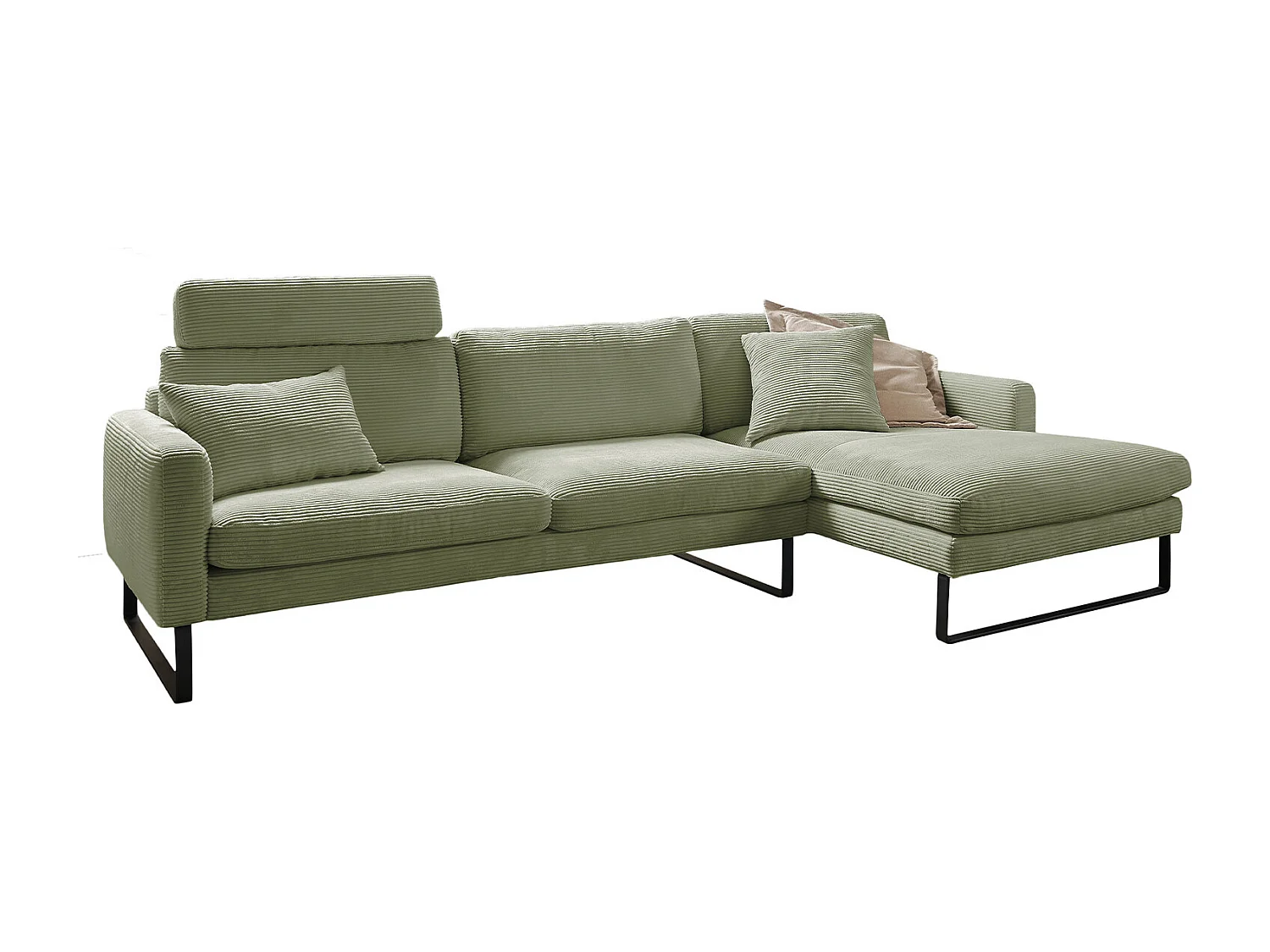 Ecksofa - Dunkelgrün Cord - RICARDA