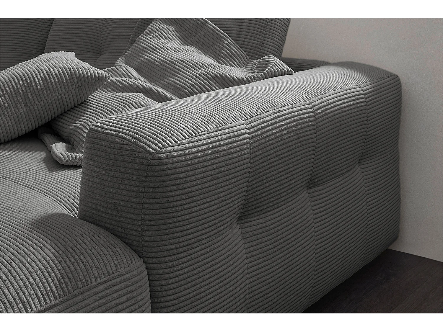 Ecksofa - Grau Cord - MIKA
